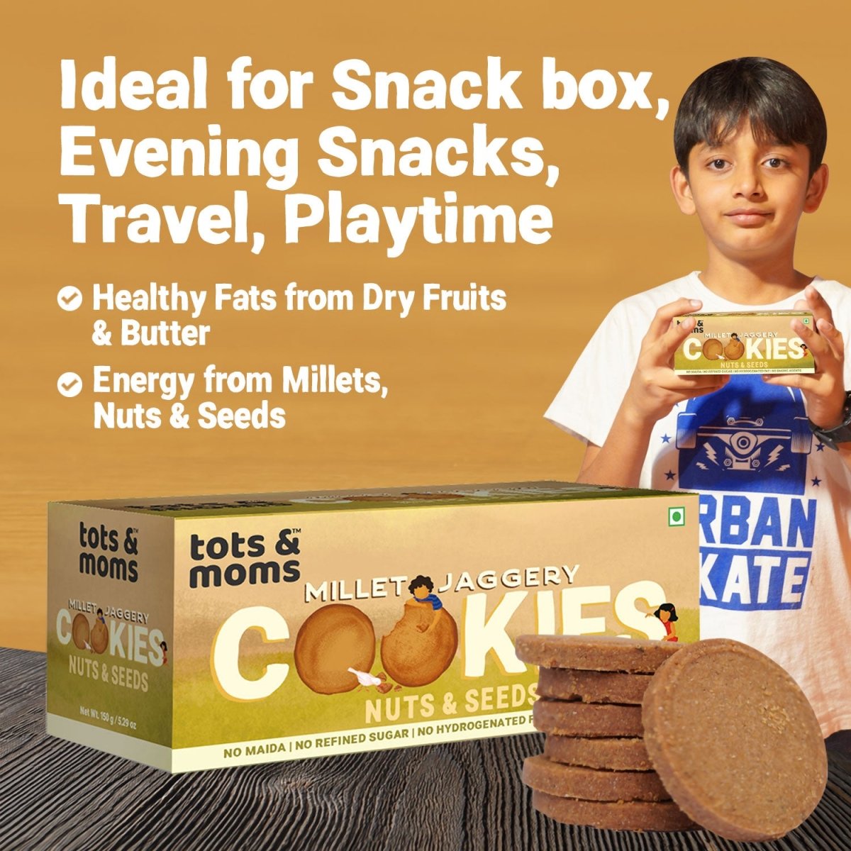 Cookies | Millet & Jaggery | Nuts & Seeds | 150g - Tots and Moms - BeNative Ventures Pvt. Ltd