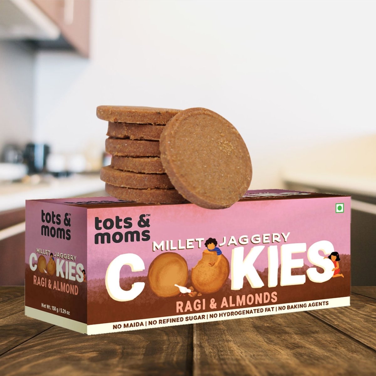 Cookies | Millet & Jaggery | Ragi & Almonds | 150g - Tots and Moms - BeNative Ventures Pvt. Ltd