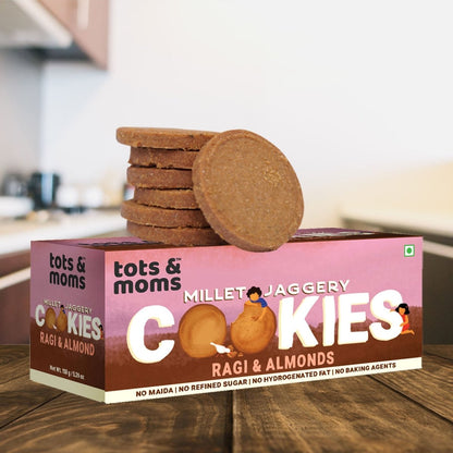 Cookies | Millet & Jaggery | Ragi & Almonds | 150g - Tots and Moms - BeNative Ventures Pvt. Ltd