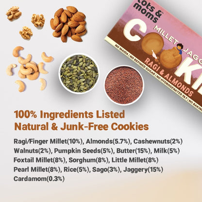 Cookies | Millet & Jaggery | Ragi & Almonds | 150g - Tots and Moms - BeNative Ventures Pvt. Ltd