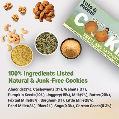 Cookies | Millet & Jaggery | Sweet & Savoury | 150g - Tots and Moms - BeNative Ventures Pvt. Ltd