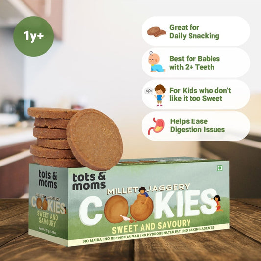Cookies | Millet & Jaggery | Sweet & Savoury | 150g - Tots and Moms - BeNative Ventures Pvt. Ltd