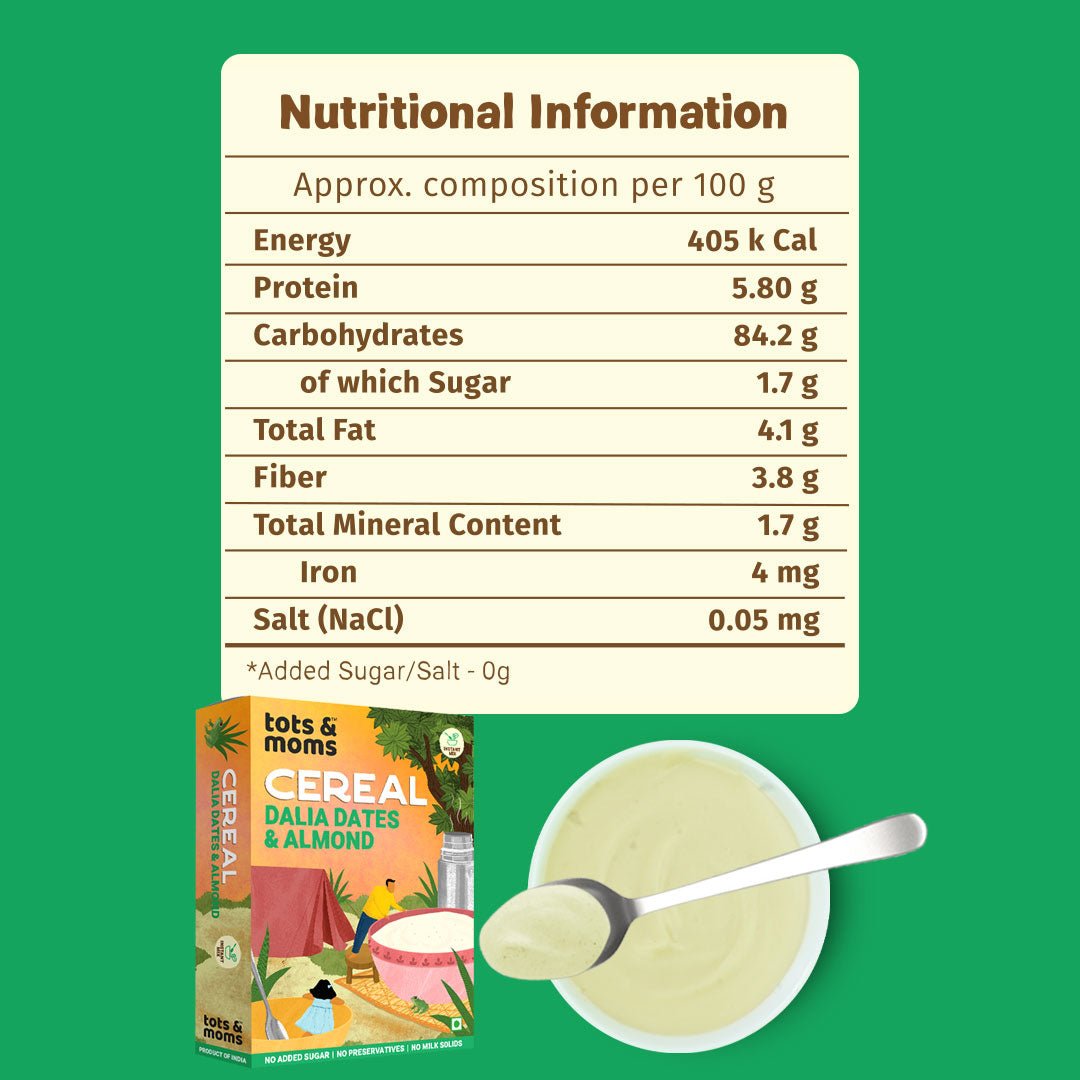Dalia Dates & Almonds Instant Cereal | 200g - Tots and Moms - BeNative Ventures Pvt. Ltd