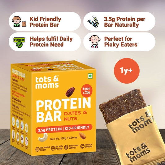 Dates & Nuts Protein Bar | Healthy Snack | Kids Friendly | 150g - Tots and Moms - BeNative Ventures Pvt. Ltd