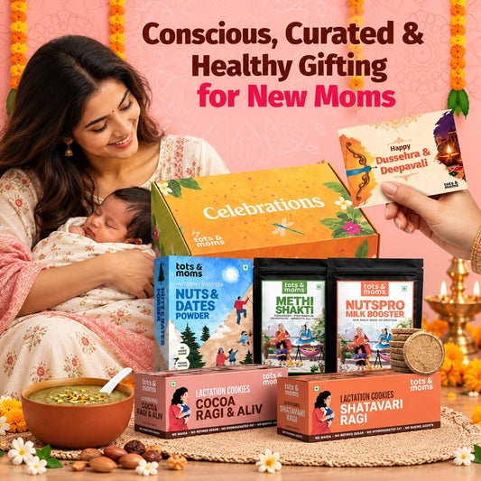 Festive Gift Box for New Moms & Lactation (Big) | Pack of 5 Postpartum Nutrition Hamper - Tots and Moms - BeNative Ventures Pvt. Ltd