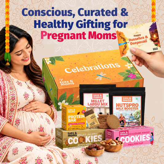 Festive Gift Box for Pregnant Moms (Big) | Pack of 5 Healthy Snacks & Drink Hamper - Tots and Moms - BeNative Ventures Pvt. Ltd
