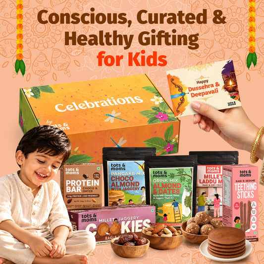 Festive Gift Box Hamper for Kids (Big) - Pack of 6 Healthy Snacks - Tots and Moms - BeNative Ventures Pvt. Ltd