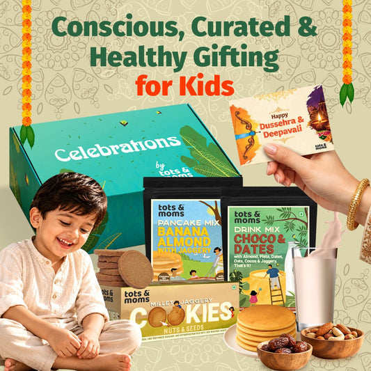 Festive Gift Box Hamper for Kids (Small) - Pack of 3 Healthy Snacks Packs - Tots and Moms - BeNative Ventures Pvt. Ltd