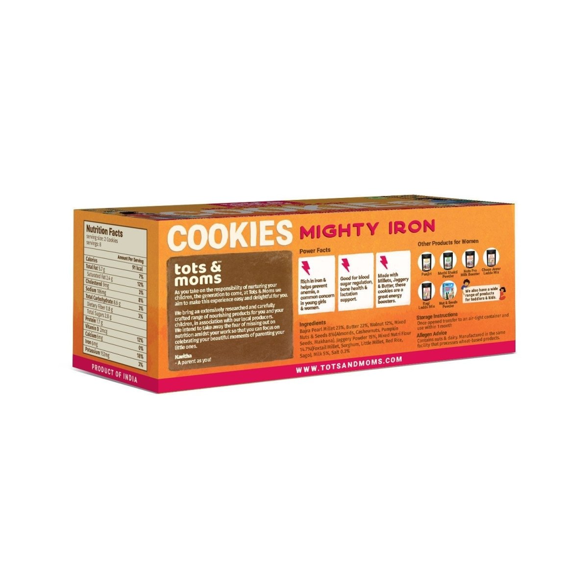 Healthy & Nutritional Cookies for Moms - Pack of 2 | Calcium Magic | Mighty Iron | 150g each - Tots and Moms - BeNative Ventures Pvt. Ltd