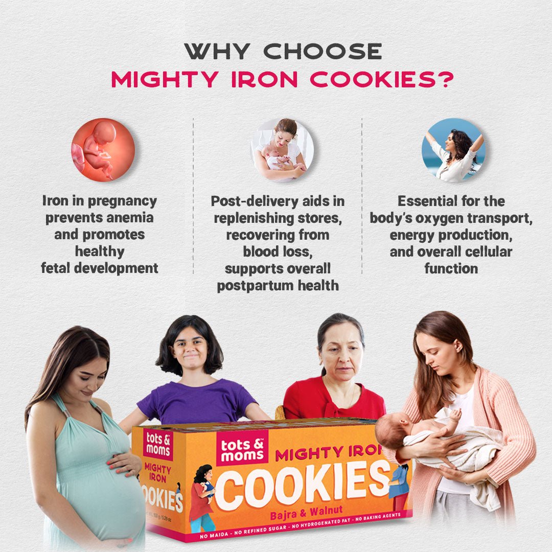 Healthy & Nutritional Cookies for Moms - Pack of 2 | Calcium Magic | Mighty Iron | 150g each - Tots and Moms - BeNative Ventures Pvt. Ltd