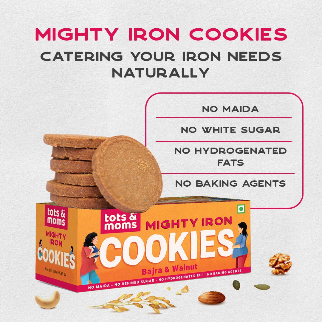 Healthy & Nutritional Cookies for Moms - Pack of 2 | Calcium Magic | Mighty Iron | 150g each - Tots and Moms - BeNative Ventures Pvt. Ltd