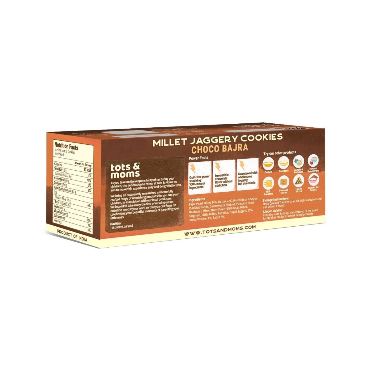 Healthy & Nutritious Millet & Jaggery Cookies | Choco Bajra for Kids & Adults 150g - Pack of 2 - Tots and Moms - BeNative Ventures Pvt. Ltd