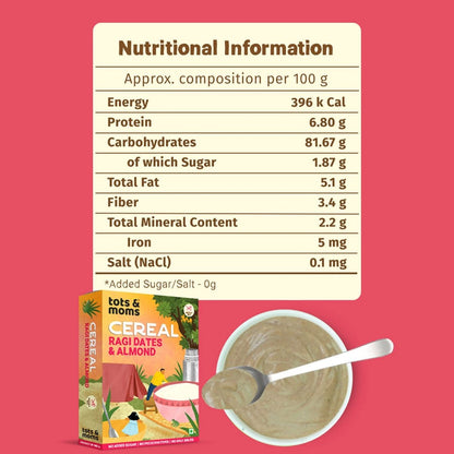 Instant Ragi Dates & Almonds Cereal | 200g - Tots and Moms - BeNative Ventures Pvt. Ltd
