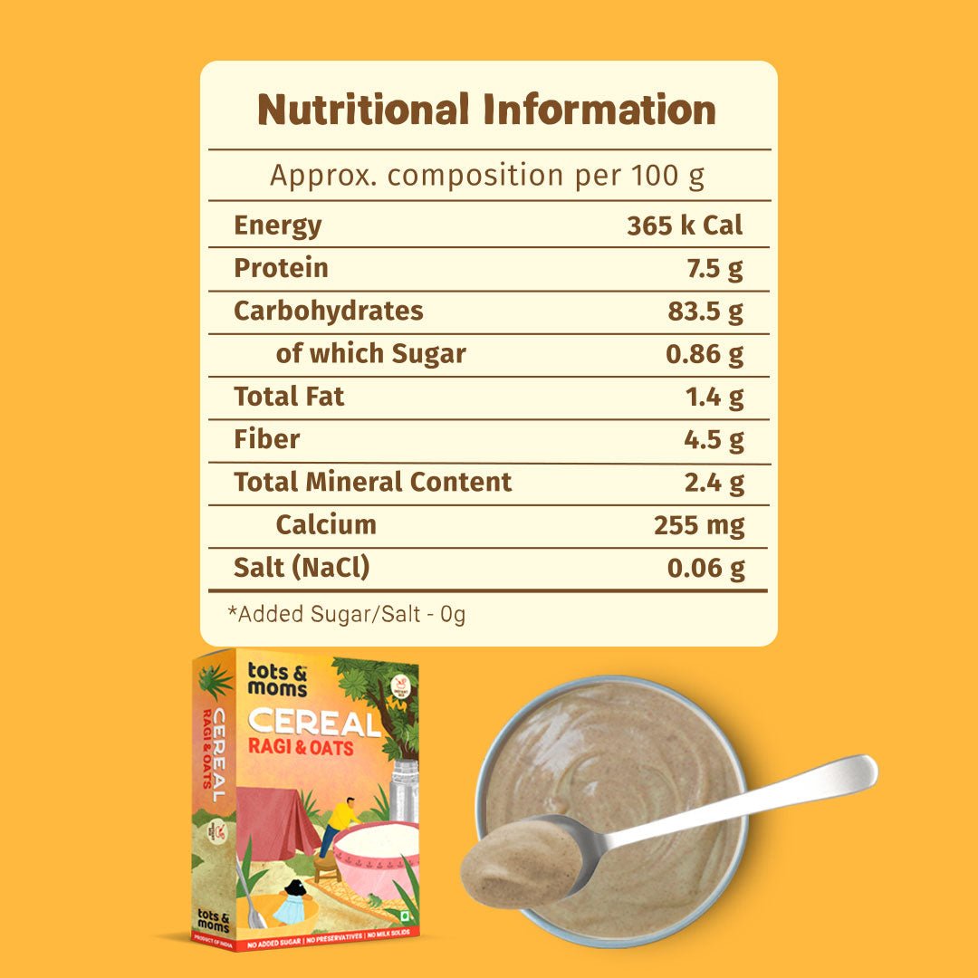 Instant Ragi & Oats Cereal - 200g - Tots and Moms - BeNative Ventures Pvt. Ltd