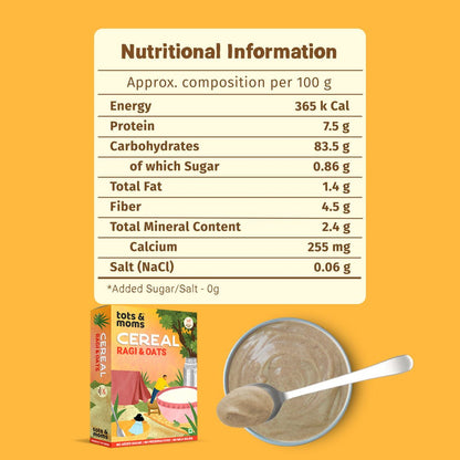 Instant Ragi & Oats Cereal - 200g - Tots and Moms - BeNative Ventures Pvt. Ltd