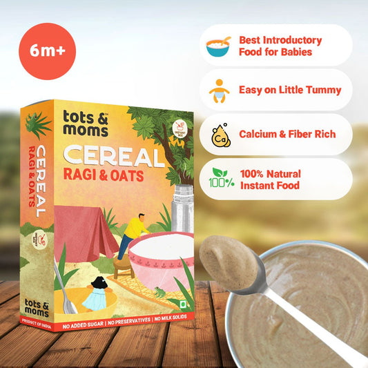 Instant Ragi & Oats Cereal - 200g - Tots and Moms - BeNative Ventures Pvt. Ltd