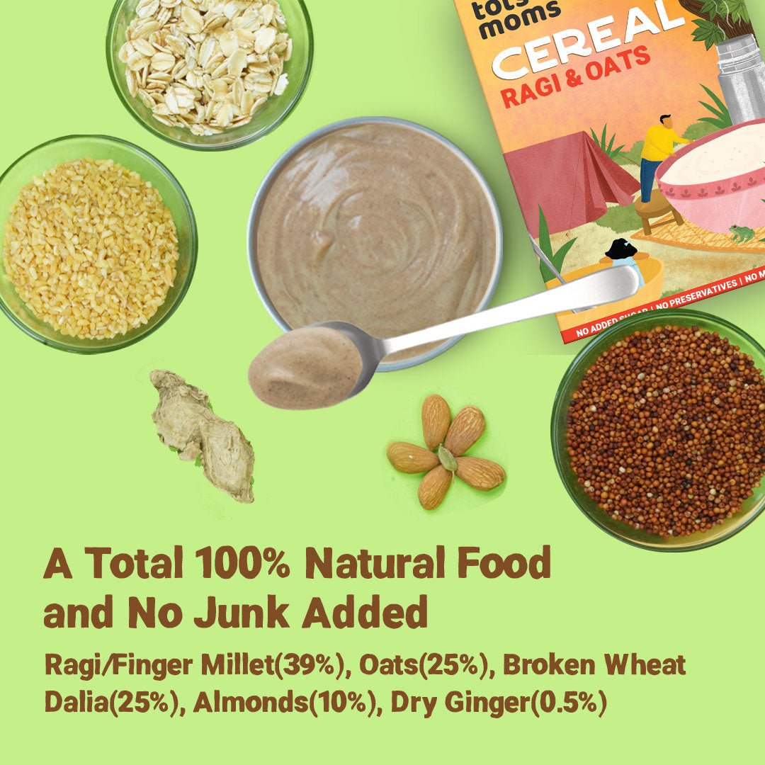 Instant Ragi & Oats Cereal - 200g - Tots and Moms - BeNative Ventures Pvt. Ltd