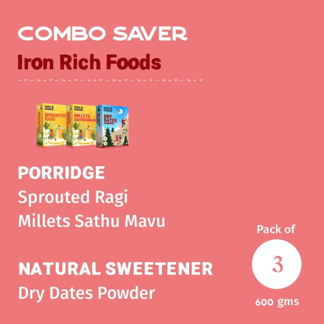Iron Rich Foods Combo | Pack of 3 - Tots and Moms - BeNative Ventures Pvt. Ltd