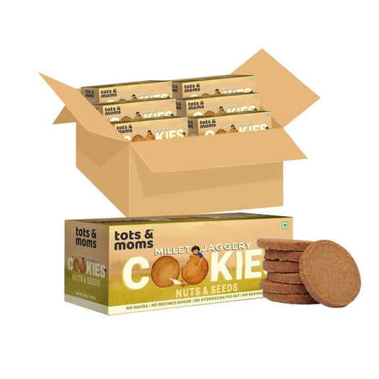 Millet & Jaggery Cookies - Nuts & Seeds | Pack of 6 - Tots and Moms - BeNative Ventures Pvt. Ltd