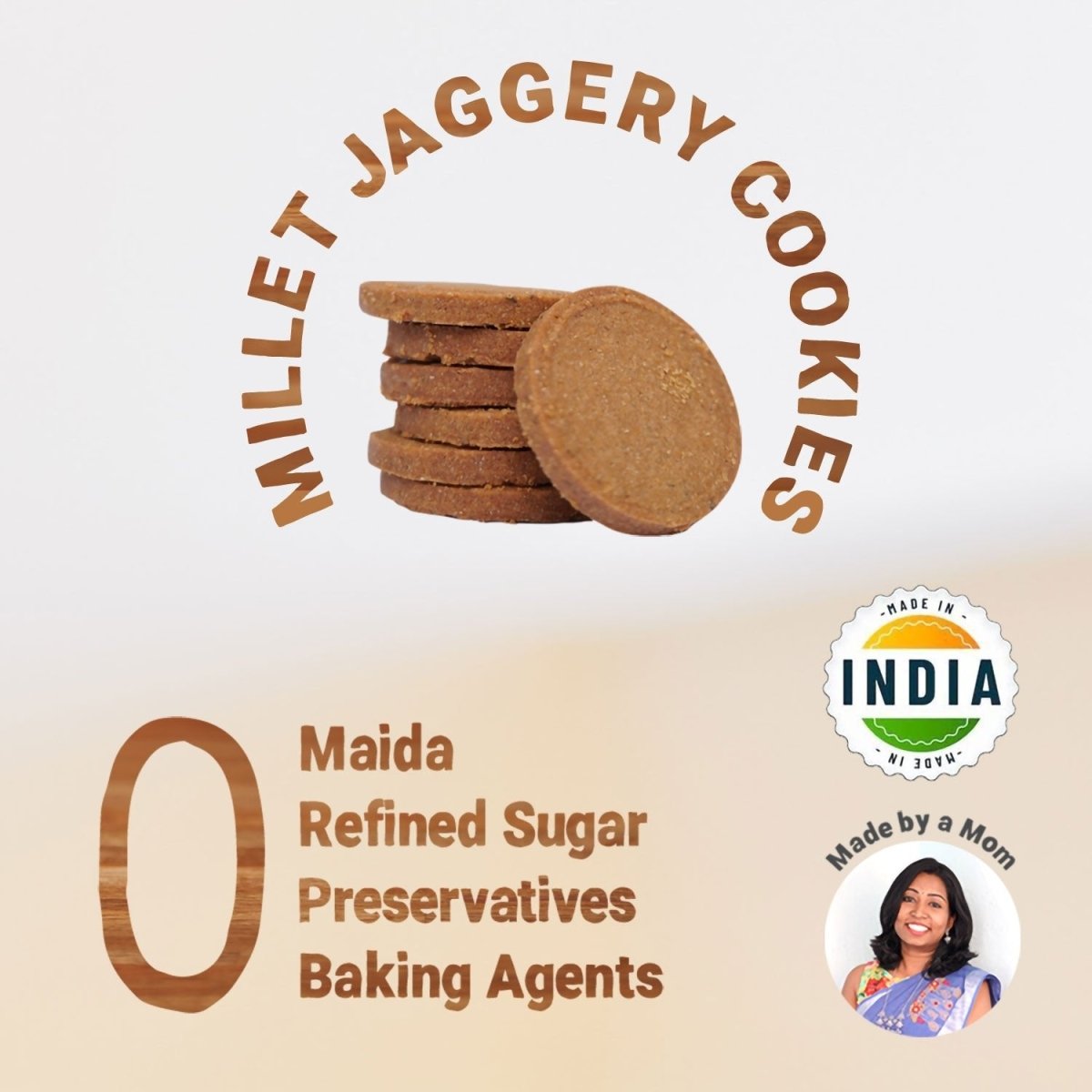 Millet & Jaggery Cookies - Nuts & Seeds | Pack of 6 - Tots and Moms - BeNative Ventures Pvt. Ltd