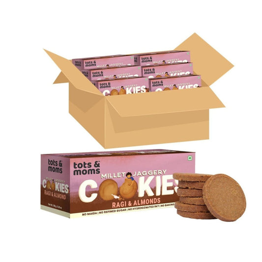 Millet & Jaggery Cookies - Ragi & Almonds | Pack of 6 - Tots and Moms - BeNative Ventures Pvt. Ltd