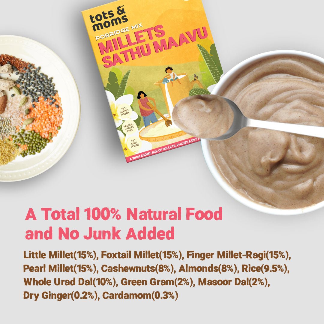 Millets Sathu Maavu | Multigrain Health Mix | 200g - Tots and Moms - BeNative Ventures Pvt. Ltd