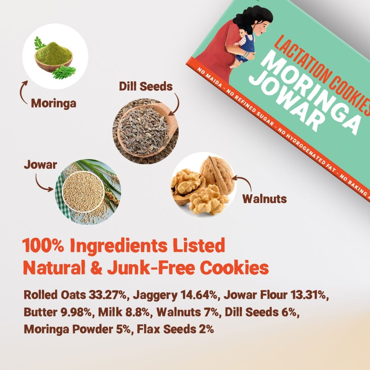 Moringa Jowar Lactation Cookies for New Moms | 150g - Tots and Moms - BeNative Ventures Pvt. Ltd