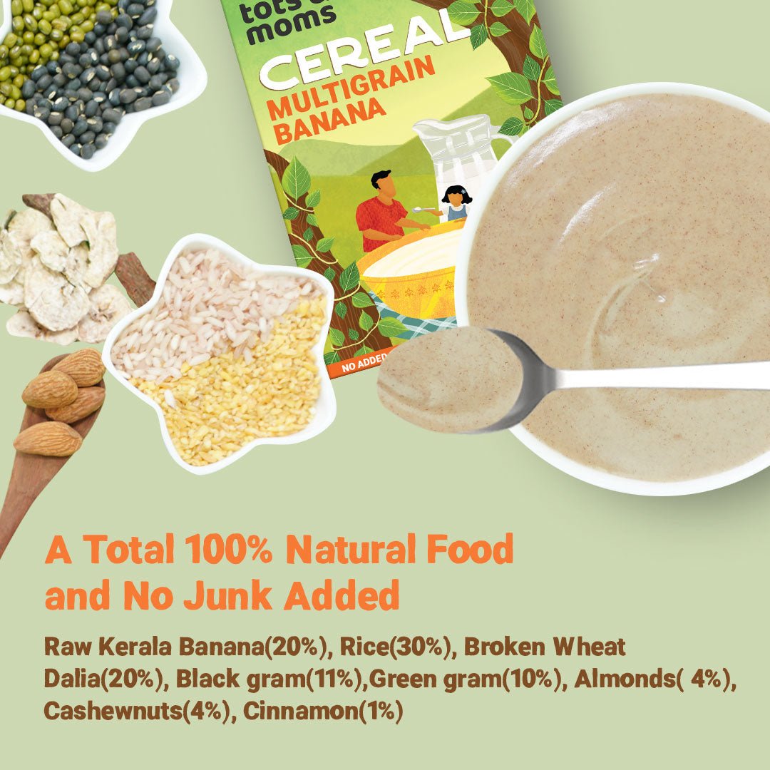 Multigrain Banana Cereal | 200g - Tots and Moms - BeNative Ventures Pvt. Ltd