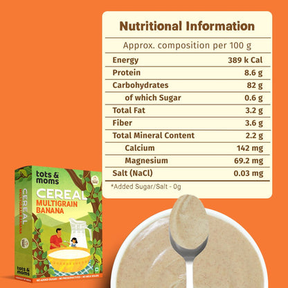 Multigrain Banana Cereal | 200g - Tots and Moms - BeNative Ventures Pvt. Ltd