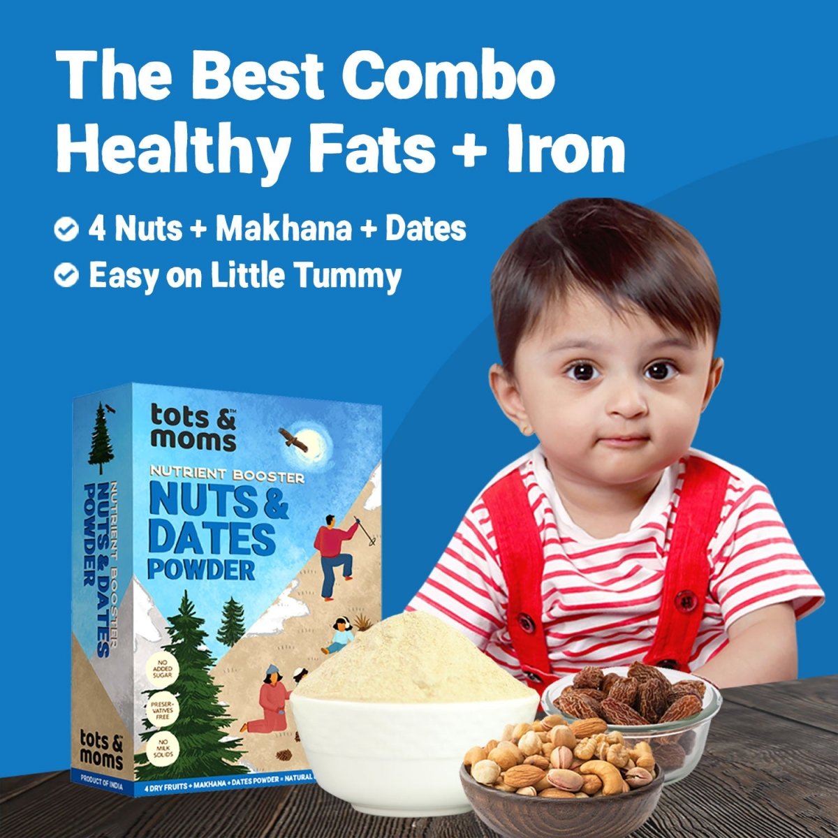 Nuts & Dates Powder | 7 Superfoods for Kids | 100g - Tots and Moms - BeNative Ventures Pvt. Ltd