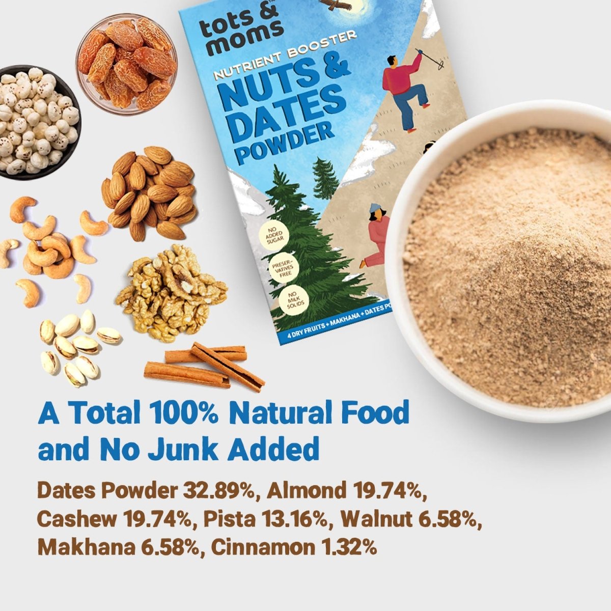 Nuts & Dates Powder | 7 Superfoods for Kids | 100g - Tots and Moms - BeNative Ventures Pvt. Ltd