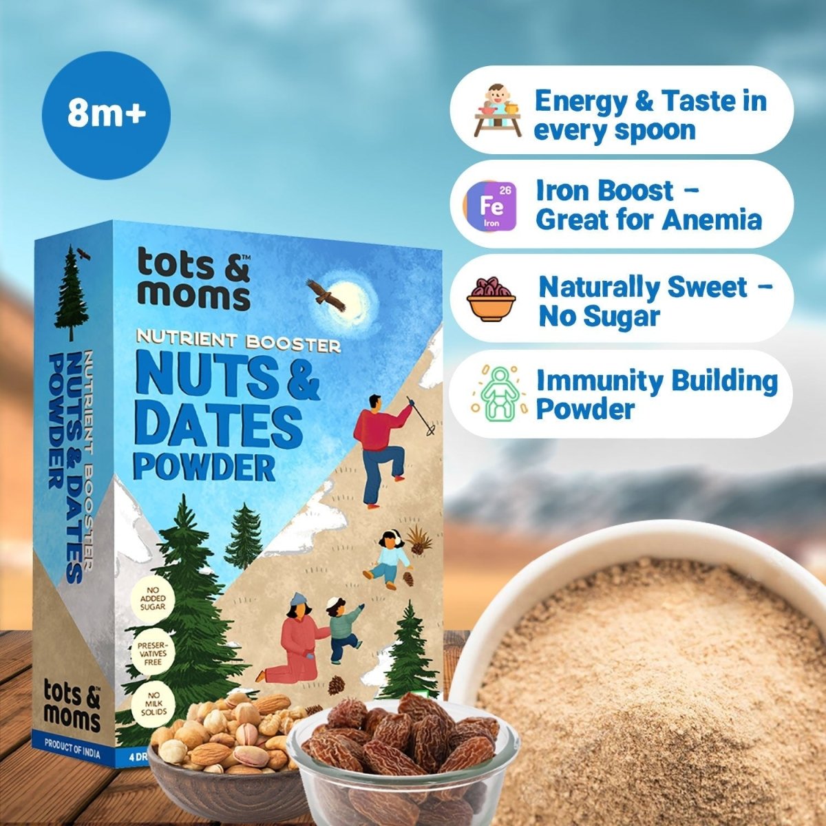 Nuts & Dates Powder – 7 Superfoods for Kids | 100g - Tots and Moms - BeNative Ventures Pvt. Ltd