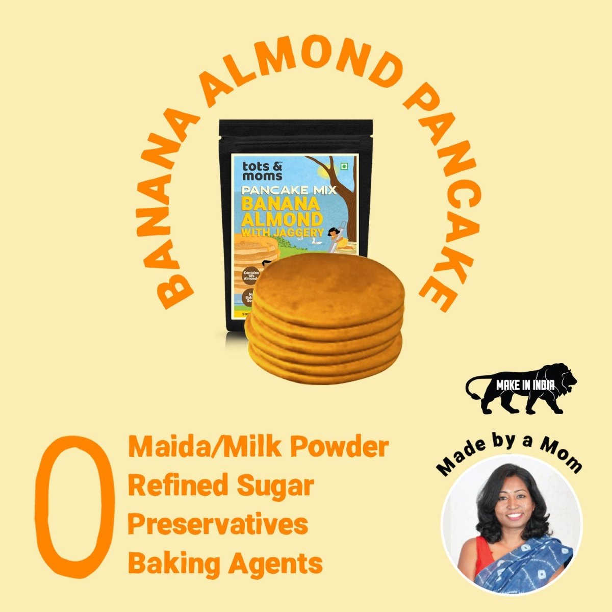 Pancake Mix | Banana Almond Pancake with Jaggery | 250g - Tots and Moms - BeNative Ventures Pvt. Ltd