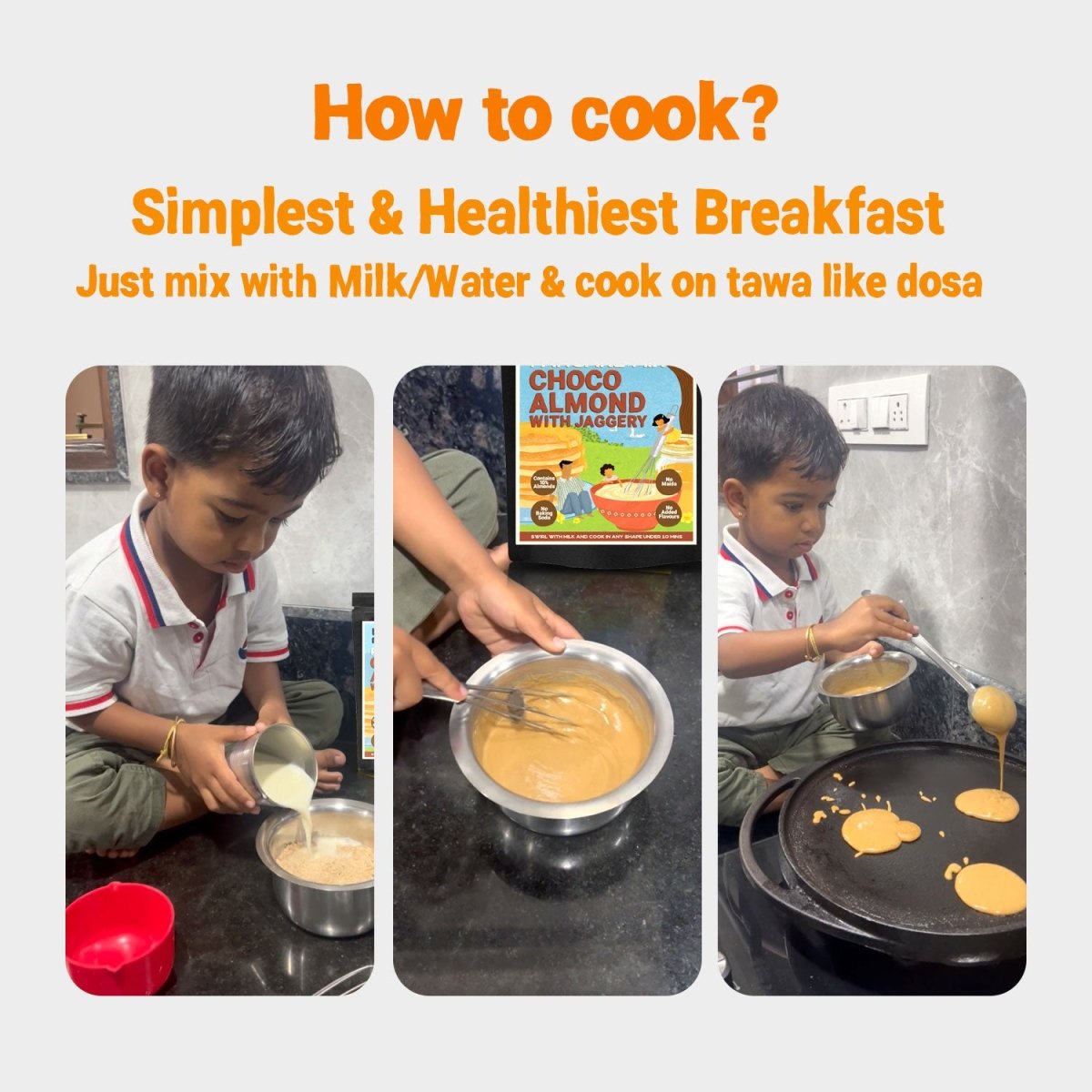 Pancake Mix | Banana Almond Pancake with Jaggery | 250g - Tots and Moms - BeNative Ventures Pvt. Ltd