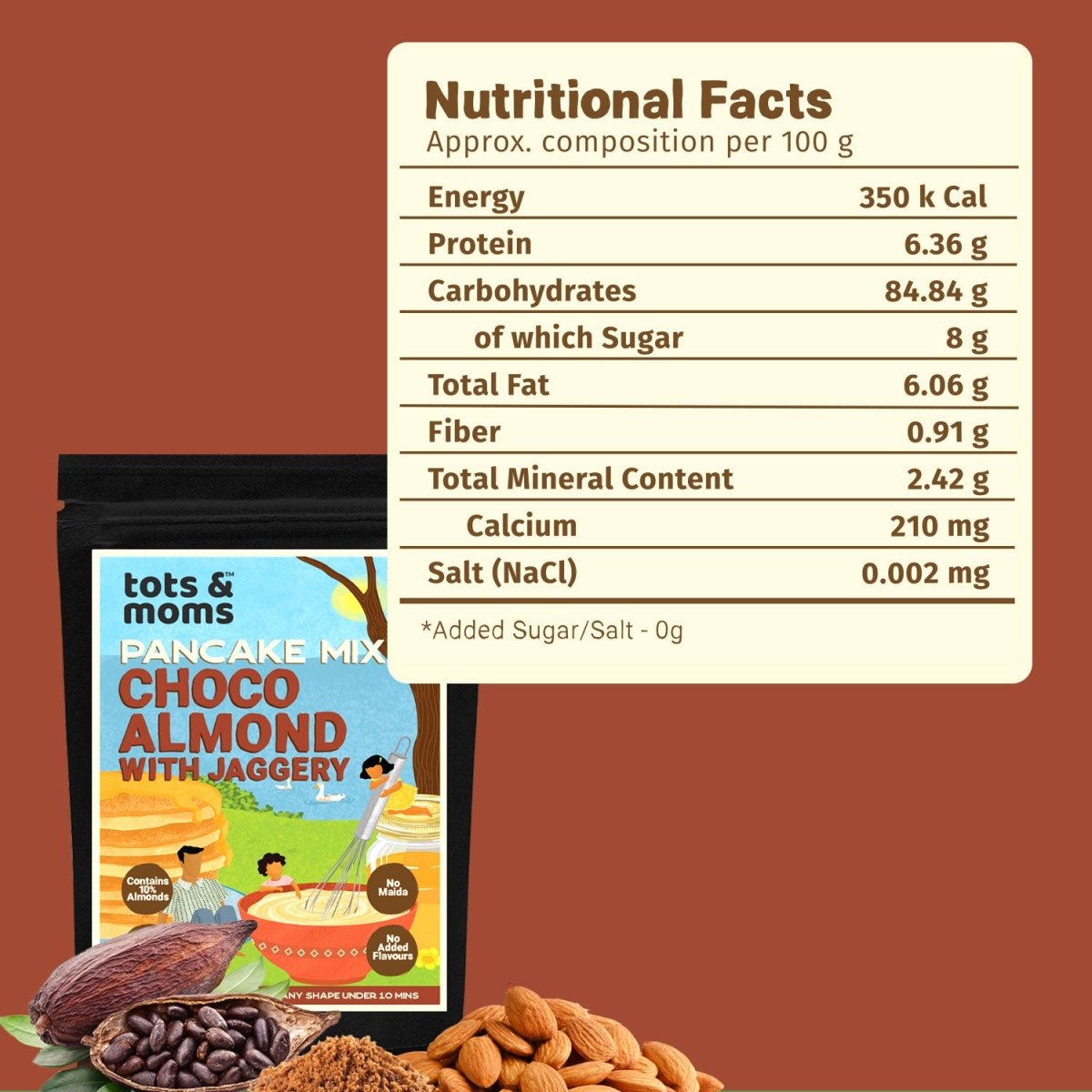 Pancake Mix | Choco Almond Pancake with Jaggery | 250g - Tots and Moms - BeNative Ventures Pvt. Ltd