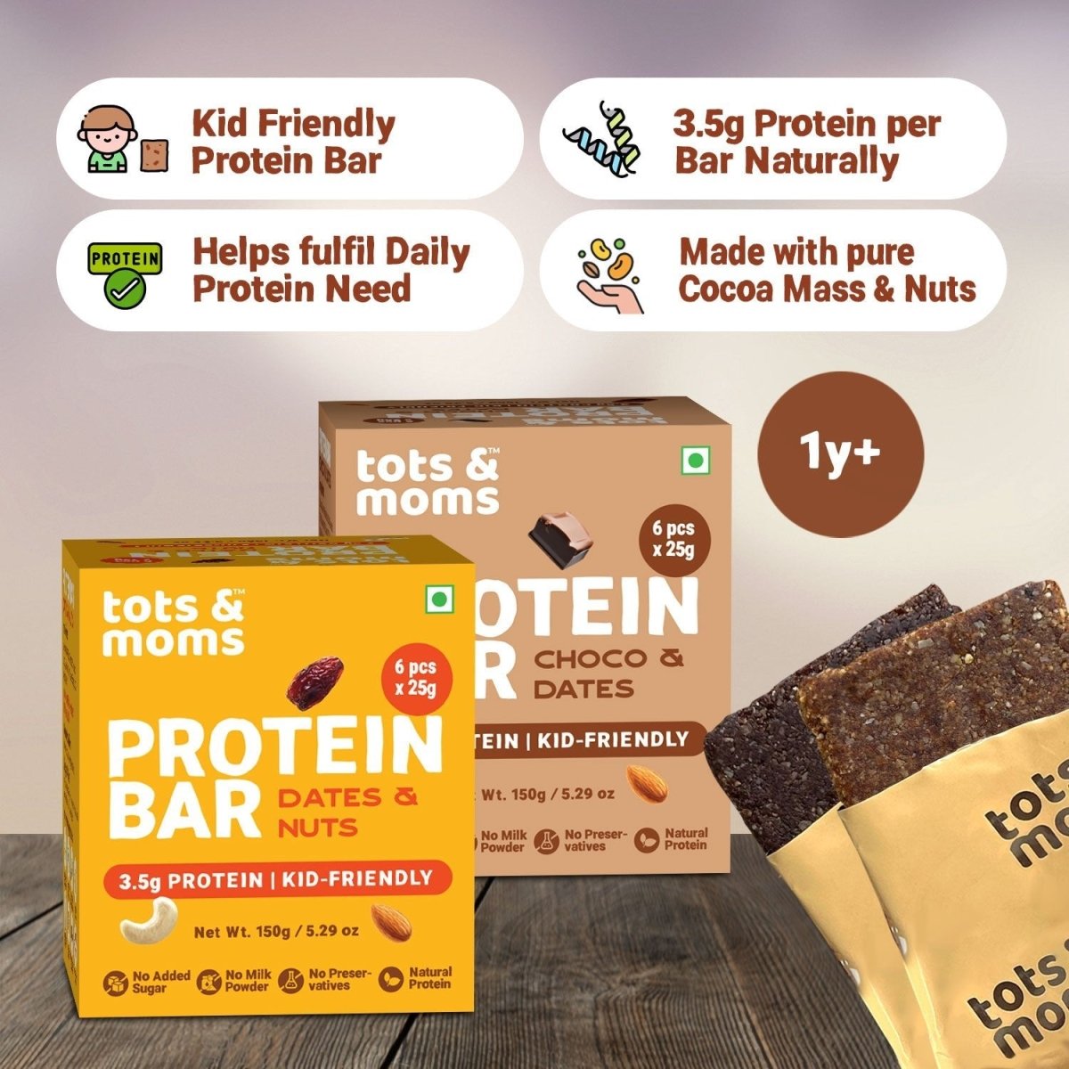 Protein Bar | Dates & Nuts Bar | Choco & Dates Bar | 150g each - Tots and Moms - BeNative Ventures Pvt. Ltd
