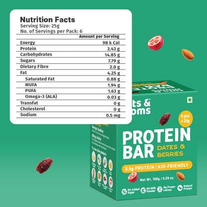 Protein Bar | Dates & Nuts Bar | Choco & Dates Bar | Dates & Berries Bar | 150g each - Tots and Moms - BeNative Ventures Pvt. Ltd