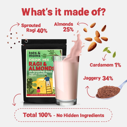 Ragi & Almond with Jaggery Drink Mix - 200g - Tots and Moms - BeNative Ventures Pvt. Ltd