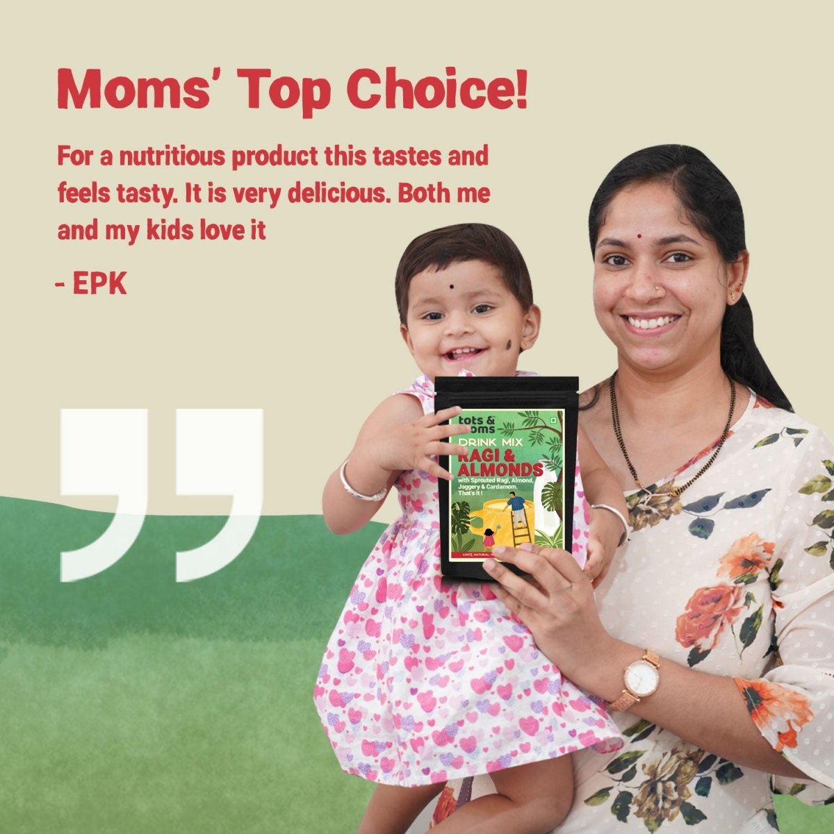 Ragi & Almond with Jaggery Drink Mix - 200g - Tots and Moms - BeNative Ventures Pvt. Ltd