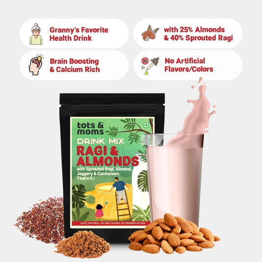 Ragi & Almond with Jaggery Drink Mix - 200g - Tots and Moms - BeNative Ventures Pvt. Ltd