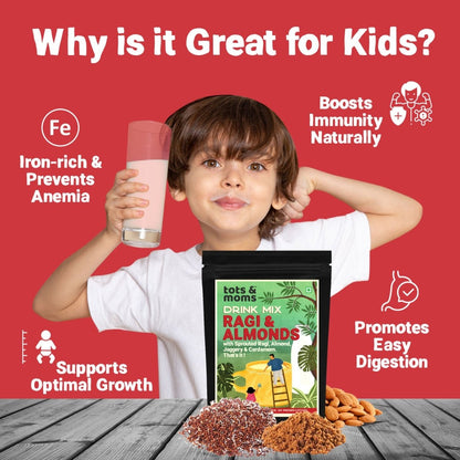 Ragi & Almond with Jaggery Drink Mix - 200g - Tots and Moms - BeNative Ventures Pvt. Ltd