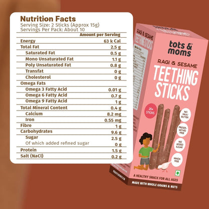 Ragi & Sesame Teething Sticks | Healthy Snack for Babies & All Ages | 150g - Tots and Moms - BeNative Ventures Pvt. Ltd