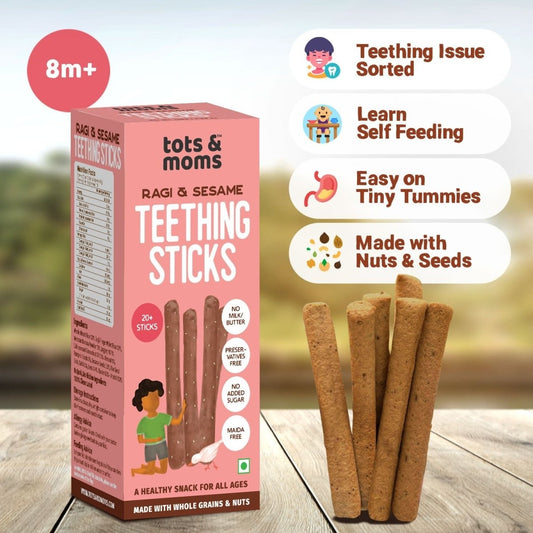 Ragi & Sesame Teething Sticks | Healthy Snack for Babies & All Ages | 150g - Tots and Moms - BeNative Ventures Pvt. Ltd