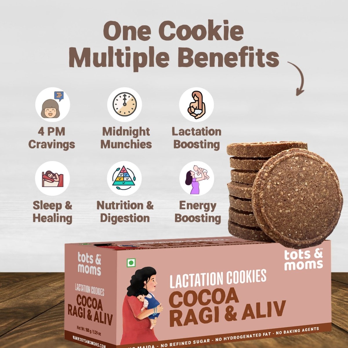 Shatavari Ragi | Moringa & Jowar | Cocoa Ragi & Aliv | Lactation Cookies for New Moms | 150g Each - Tots and Moms - BeNative Ventures Pvt. Ltd
