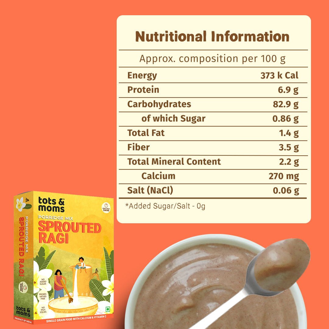 Sprouted Ragi Powder | 200g - Tots and Moms - BeNative Ventures Pvt. Ltd