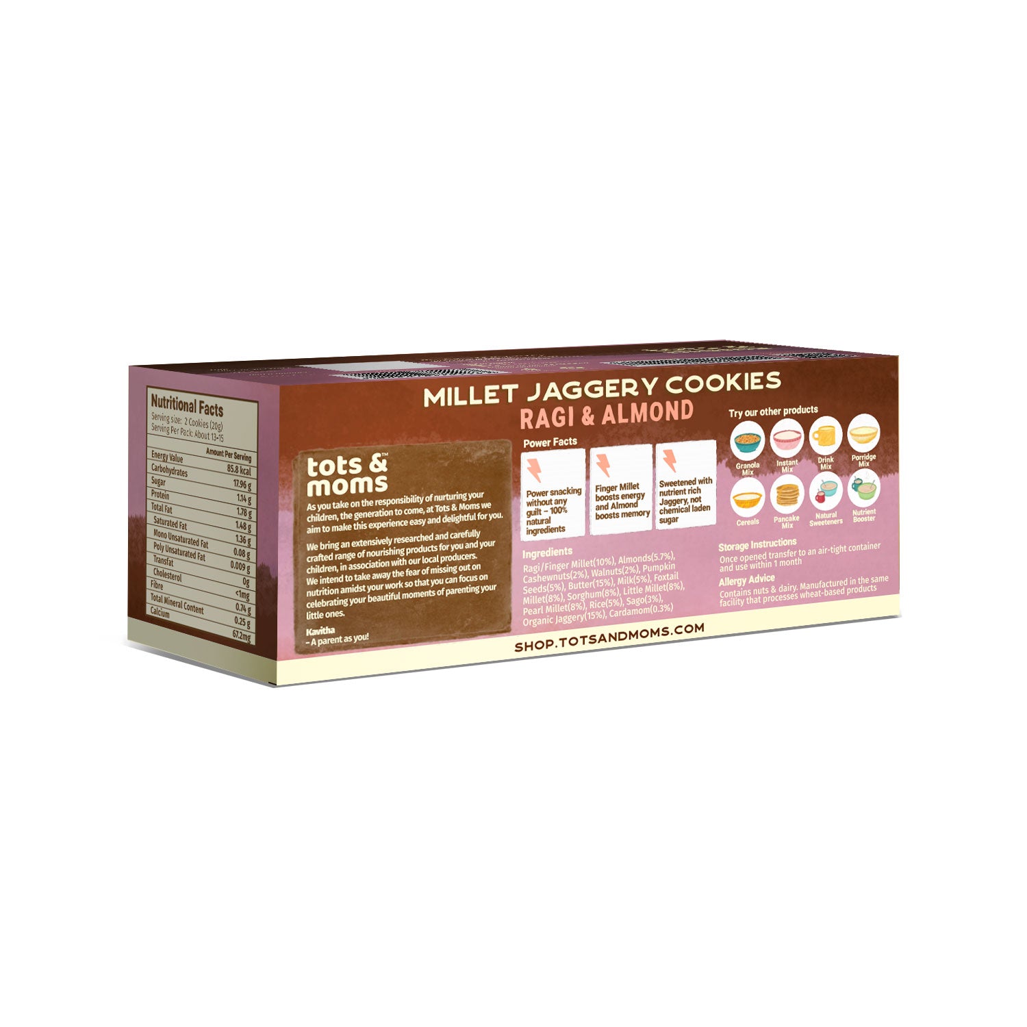 Healthy & Nutritional Cookies pack of 2 | Ragi & Almonds |Sweet & Savory| 150g each