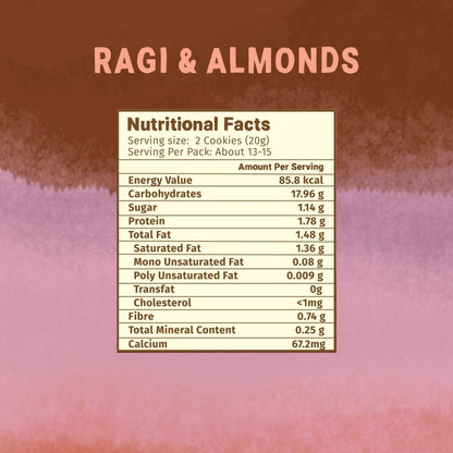 Healthy & Nutritional Millet & Jaggery Cookies | Ragi & Almonds | Pack of 2 - Tots and Moms - BeNative Ventures Pvt. Ltd