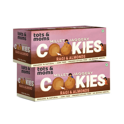 Healthy & Nutritional Millet & Jaggery Cookies | Ragi & Almonds | Pack of 2 - Tots and Moms - BeNative Ventures Pvt. Ltd