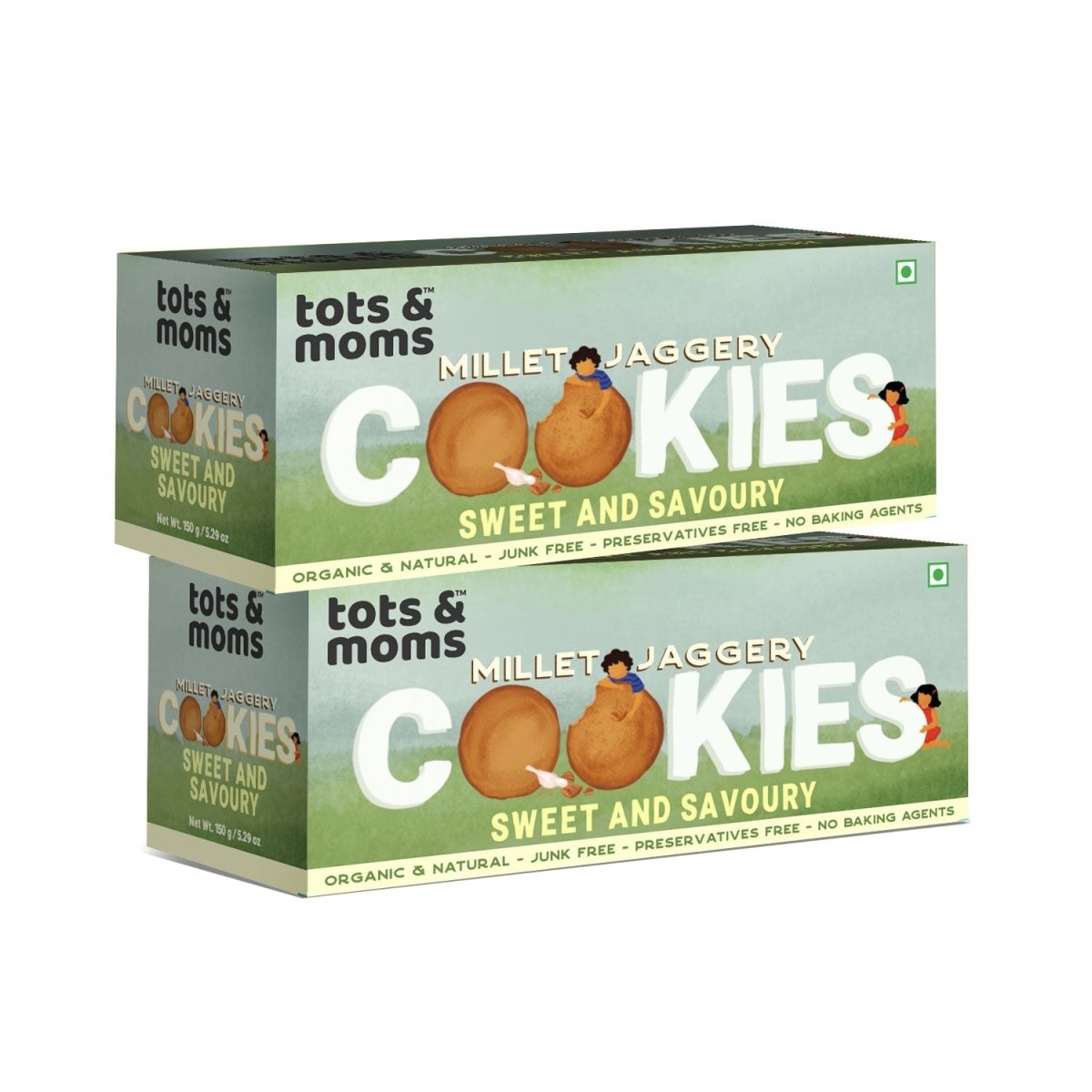 Healthy & Nutritional Millet & Jaggery Cookies | Sweet & Savoury | Pack of 2 - Tots and Moms - BeNative Ventures Pvt. Ltd