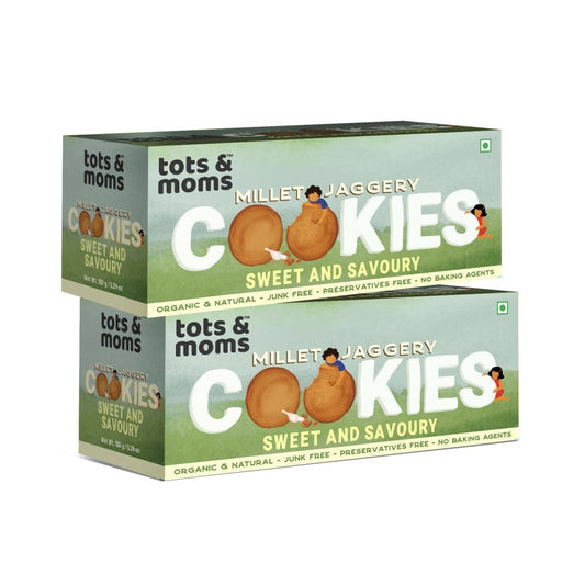 Healthy & Nutritional Millet & Jaggery Cookies | Sweet & Savoury | Pack of 2 - Tots and Moms - BeNative Ventures Pvt. Ltd